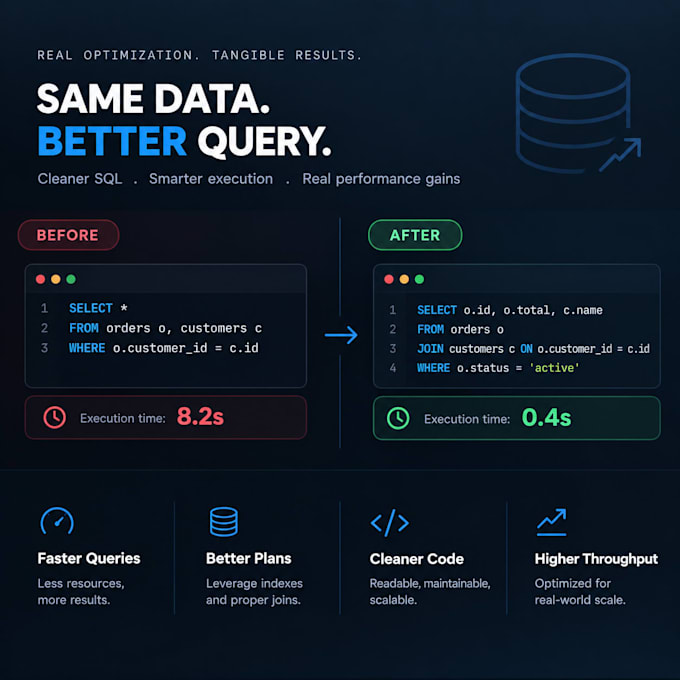 fix, optimize or write sql queries for your database
