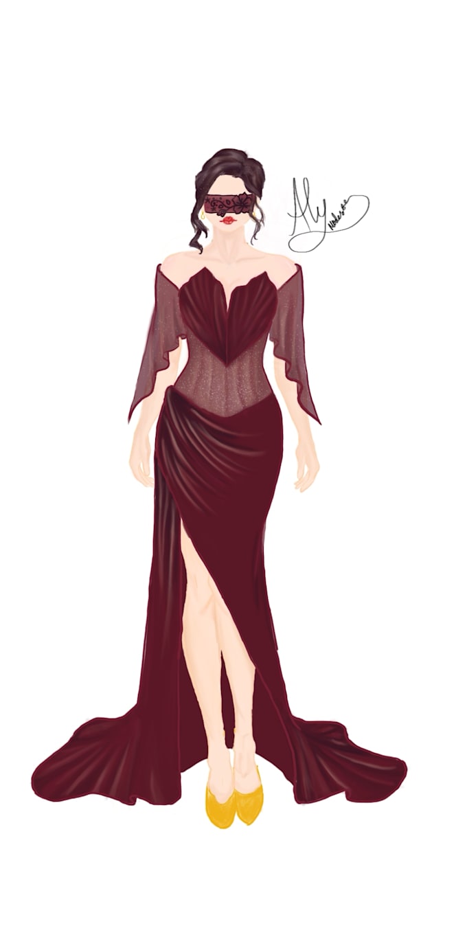 create a fashion illustration and clothing design