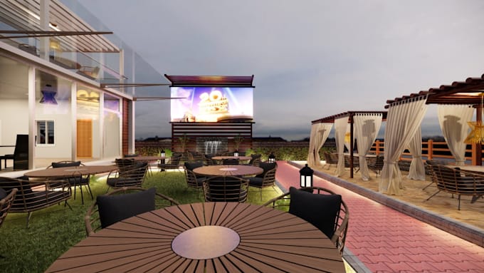 create realistic 3d restaurant and cafe design and rendering