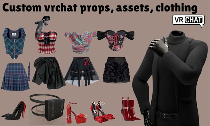create custom vrchat asset, clothing, accessories, unity assets, items, props