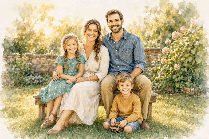 make watercolor family portrait