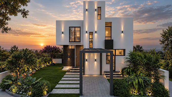 design modern exterior realistic 3d rendering