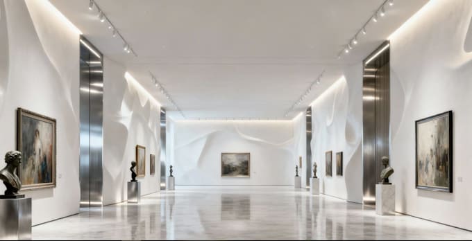 render art gallery space,cultural center interior,3d art museum,cgi walkthrough
