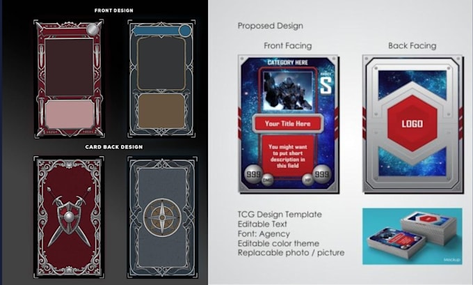 create custom tcg ccg card template trading card frame design