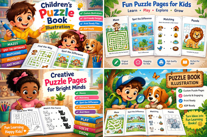 childrens puzzle book illustrations