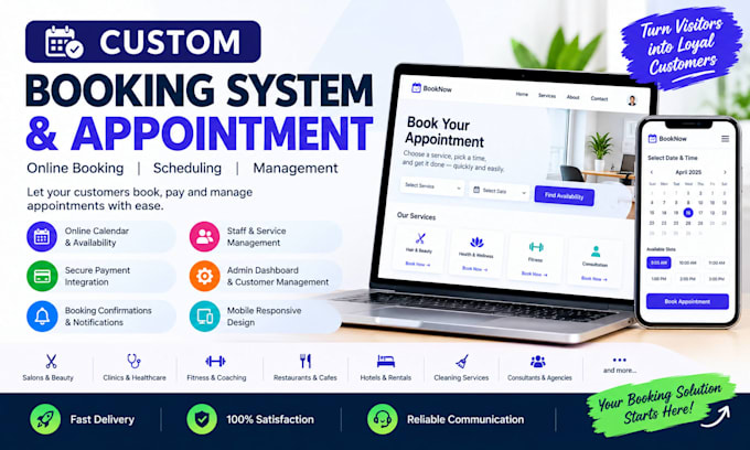 develop a custom booking system website with admin dashboard