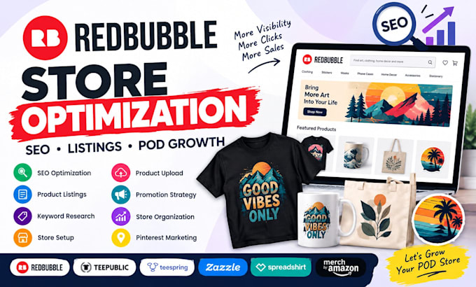 optimize your redbubble store with SEO and print on demand