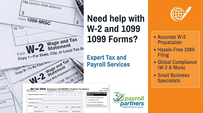 help with 1099 w2 w3 and 941 payroll tax compliance