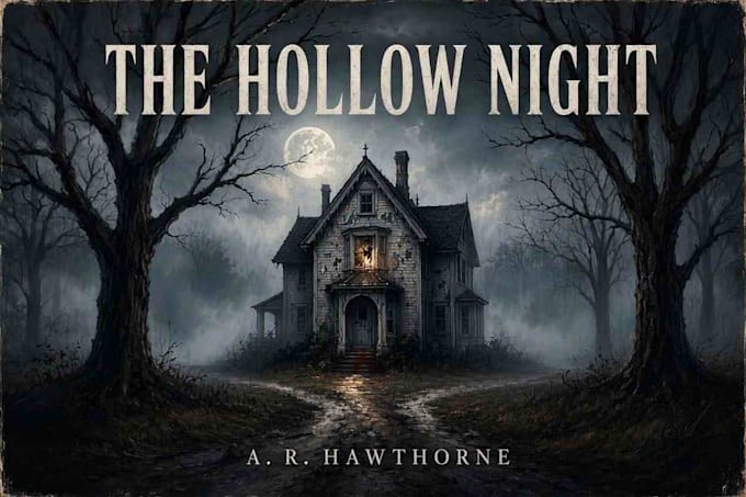 design a cinematic horror book cover illustration