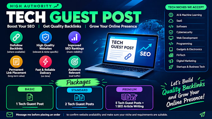 your guest post on high authority technology website