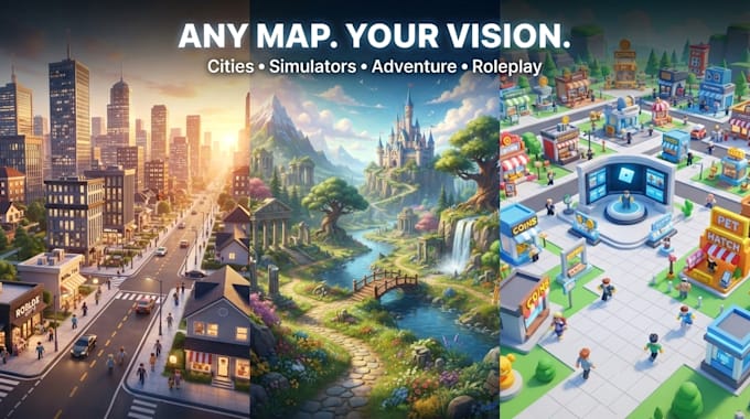 build a custom roblox map, enviroment or game world