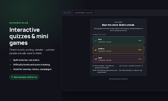 build a simple fast web app, web tool or calculator