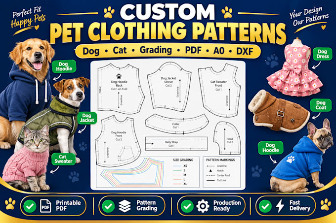 create printable dog and cat sewing patterns with instructions