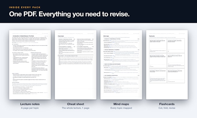 turn your lecture recording into study notes, mind maps and flashcards