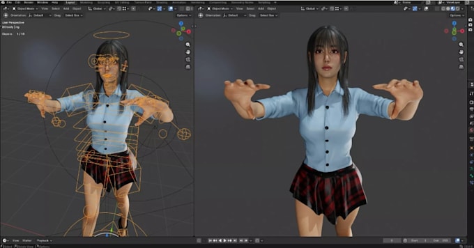 3d model rigging 3d character rig facial rig weight paint blendshape blender rig