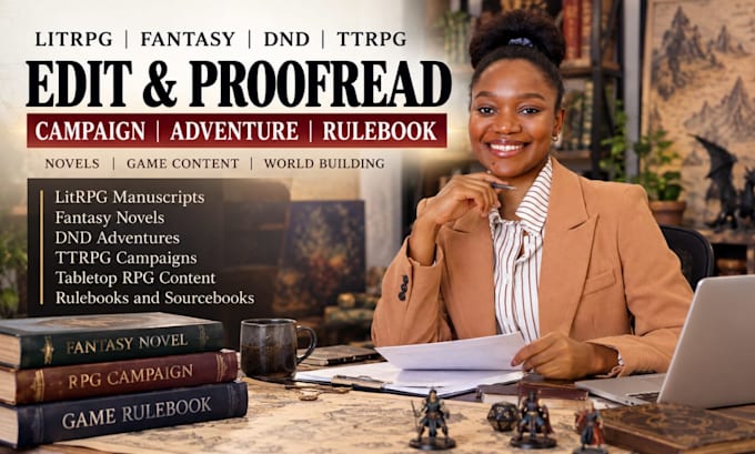 edit proofread litrpg fantasy dnd ttrpg tabletop content for campaign adventure