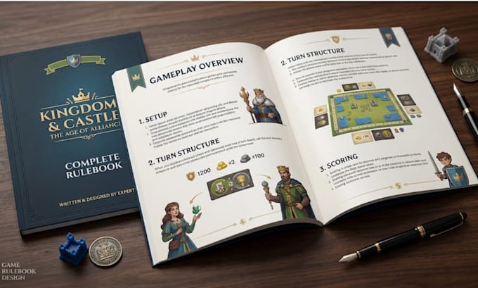 write and design your board game, tabletop game card game rulebook