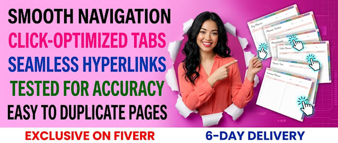 design a hyperlinked digital planner template for etsy