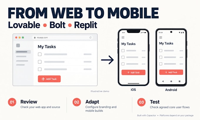 convert your lovable bolt website to an ios and android app