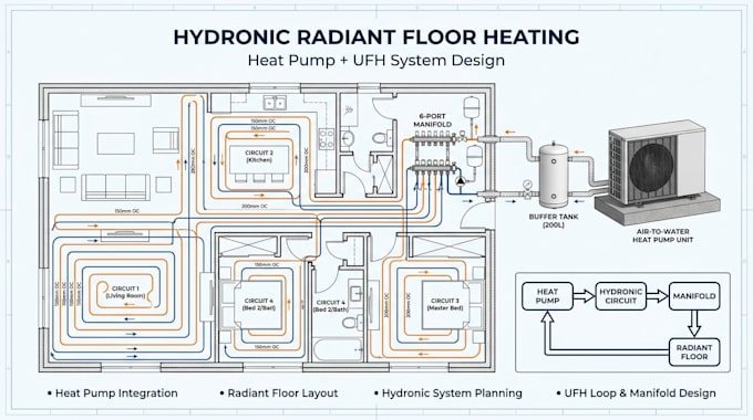 design hydronic radiant floor heating with heat pump