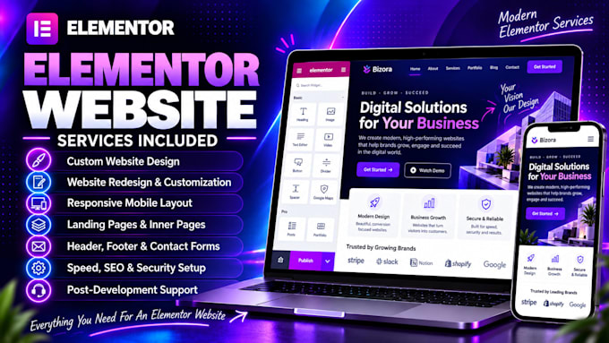 build wordpress website development and design with elementor pro