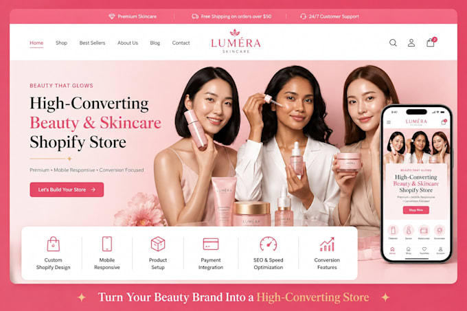 design skincare beauty cosmetics shopify store