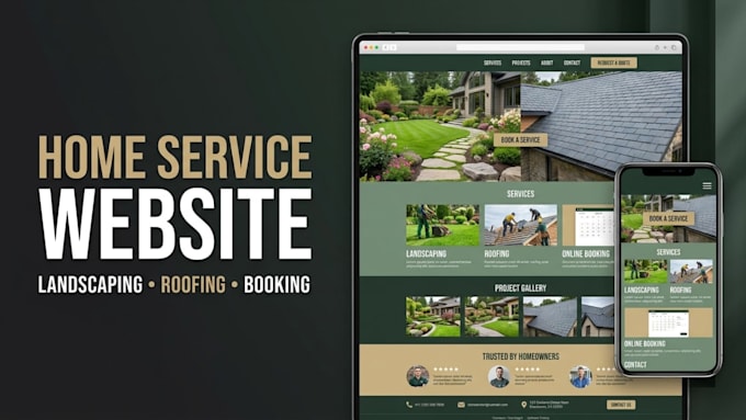 setup landscaping website, home service booking site, roofing contractor website