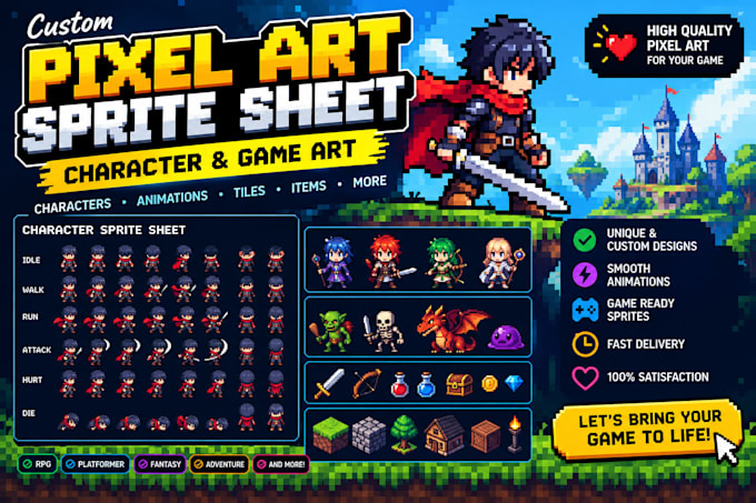 create pixel art sprite sheet character pixel art character nsfw pixel game art