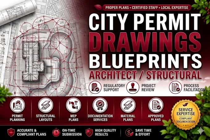do city permit drawings blueprints architect structural drawing engineer stamp