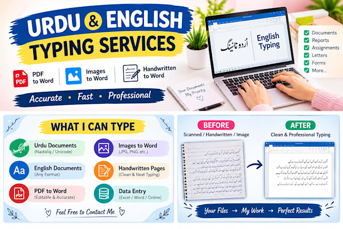 type professionally type urdu and english documents