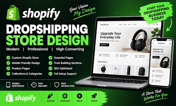 design revamp shopify website, shopify dropshipping store, redesign shopify