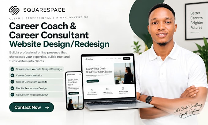 build squarespace career coach website design career consultant website redesign