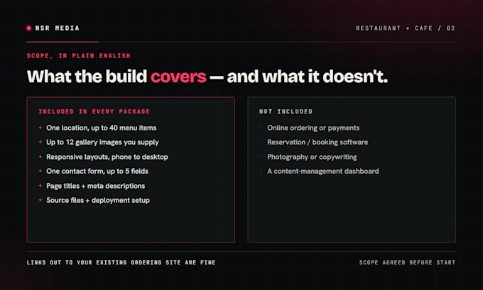 design and build a modern restaurant or cafe website