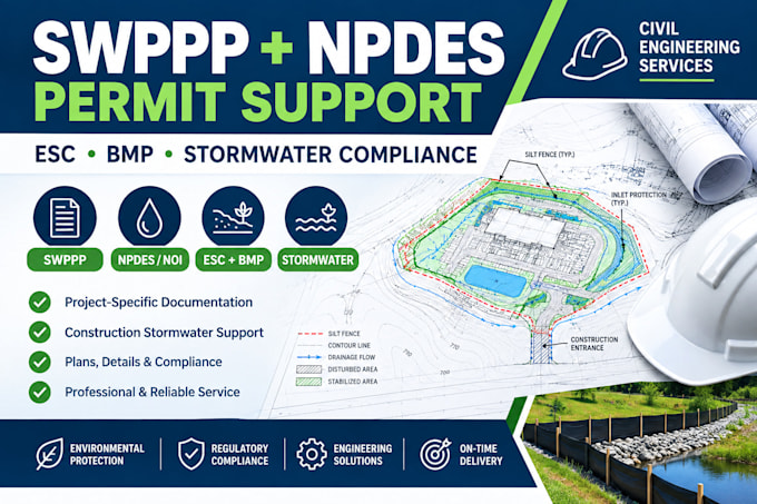 prepare swppp, npdes stormwater permit and erosion sediment control plans