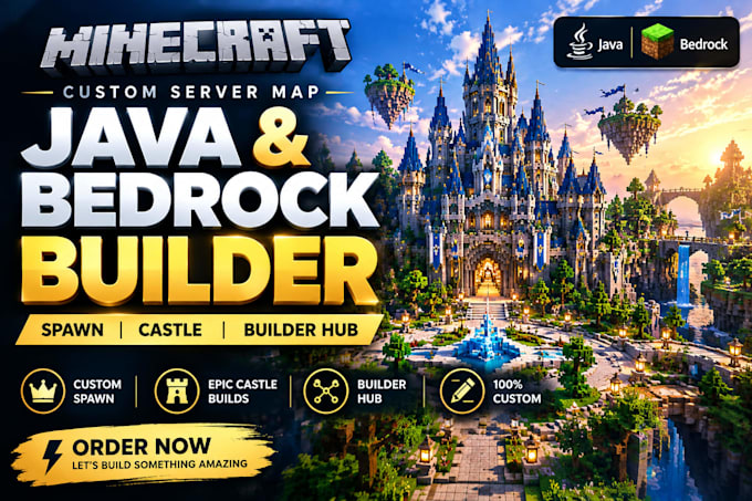 build custom minecraft server map java bedrock builder spawn castle builder hub