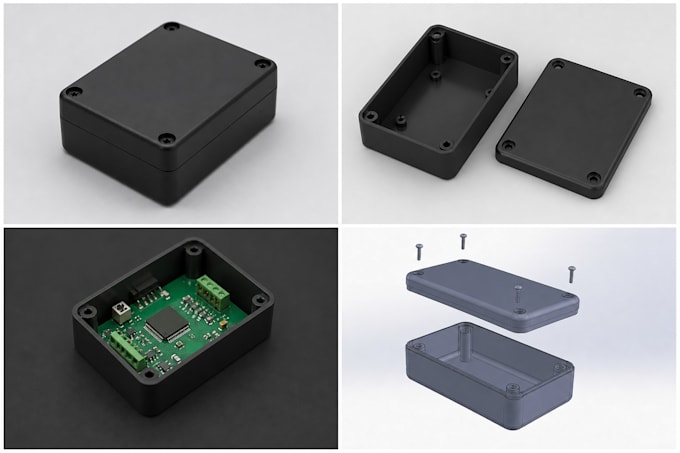 electronics enclosure pcb board, custom box case housing 3d model and stl files