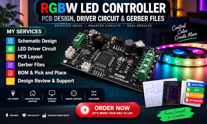 do rgbw led controller pcb design, driver circuit and gerber manufacturing files