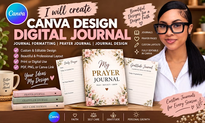 canva design digital journal  journal formatting  prayer journal journal design