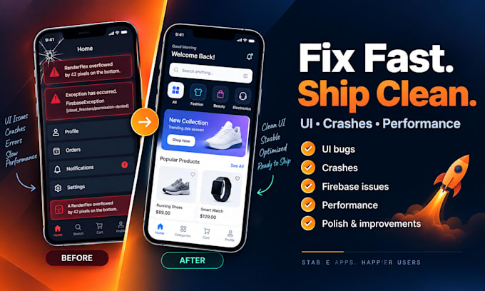 fix flutter bugs crashes and ui issues in your app fast
