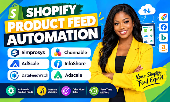 setup shopify product feed automation via simprosys channable infoshore adscale