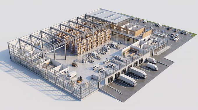 design warehouse layout, industrial facility and logistics space plan
