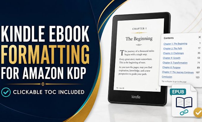 do kindle ebook formatting for amazon KDP with a clickable toc