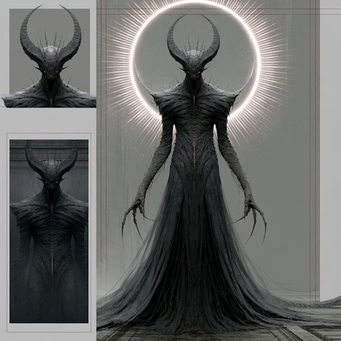create dark art illustration or horror creature concept