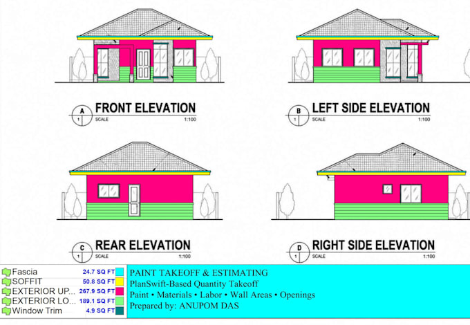 do painting takeoff and cost estimation ceiling