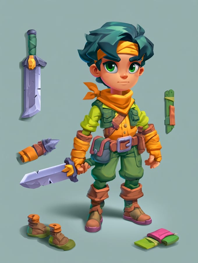 make 2d game character illustration