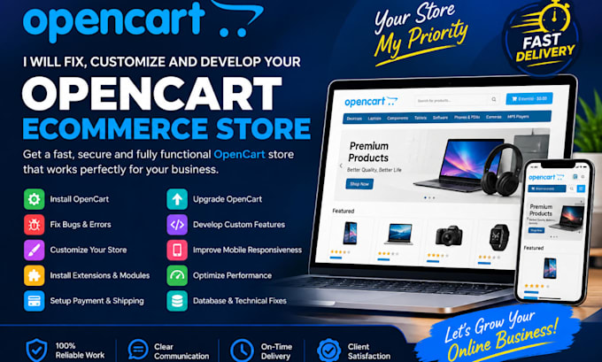 install,fix any bugs,customize and develop your opencart ecommerce store