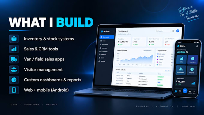 develop a custom business management app or erp solution for you