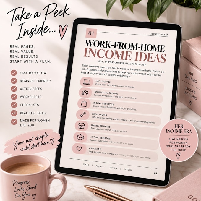 provide a beginner work from home income workbook