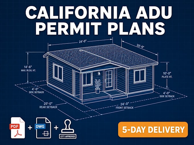 draft california adu permit ready architectural plans in 5 days