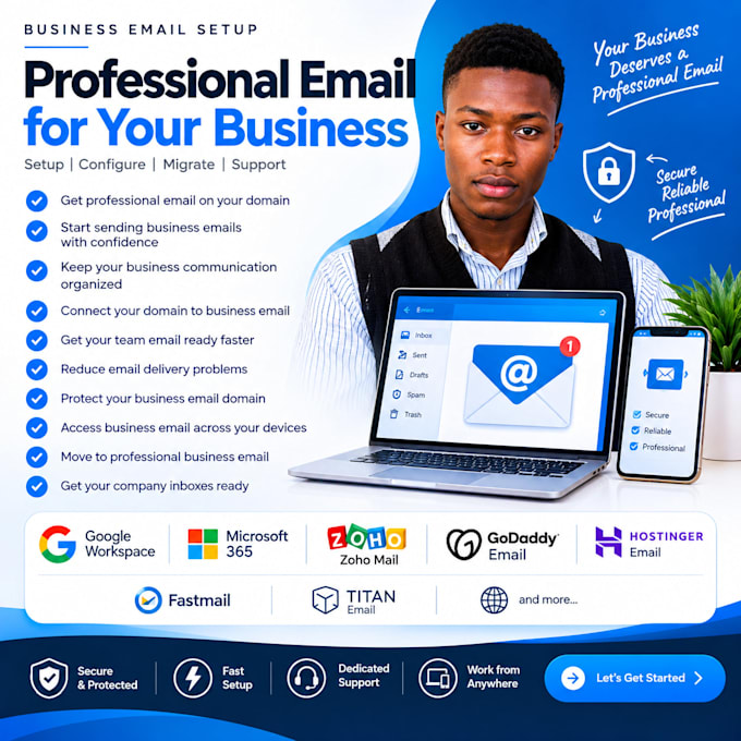 set up google workspace, microsoft 365, zoho business email